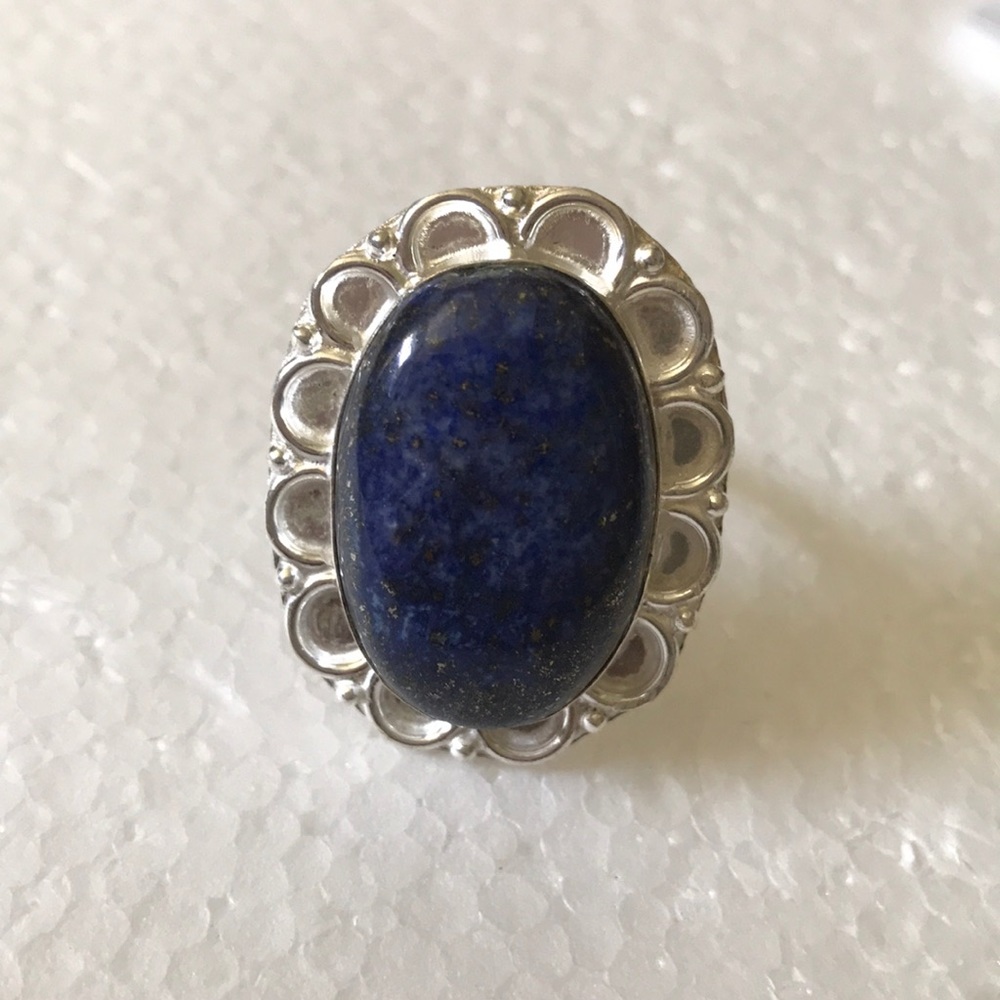 Vintage silver lapis ring